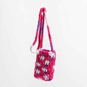 Mode épais ligne Crochet sacs à bandoulière tissé à la main coloré femmes sac à bandoulière tricot sac de messager petit téléphone sac à main 230412