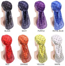 Mode Épaissir Paisley Design Satin Soyeux Durag Bandanna Turban Perruques Chapeaux Bandeau Pirate Chapeau Accessoires De Cheveux Pour Femmes Et Hommes