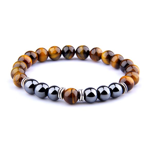 Mode Tiger Eye Pierre Bracelet Hommes Mode Hématite Perles Strand Bracelet pour Femmes Charme Bijoux Pulseira Hombres