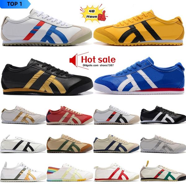 Fashion Tiger Mexico 66 Sneakers Onitsukass Chaussures décontractées Menties Femmes Low Designer Chaussures noir blanc argent bleu jaune beige rouge Latex combinaison Sole intérieure OG Sports