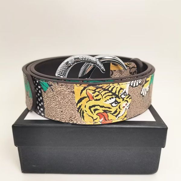 Ceinture d'impression de tigre de mode Classique Hommes Designer Ceintures Femmes Hommes Casual V Lettre Boucle Lisse Ceinture De Luxe 5 couleurs Largeur 3.8cm