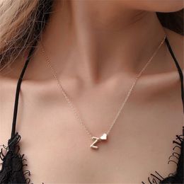 Collier avec initiales en forme de petit cœur pour femmes, ras du cou, couleur or argent, lettre nom, pendentif, bijoux cadeau