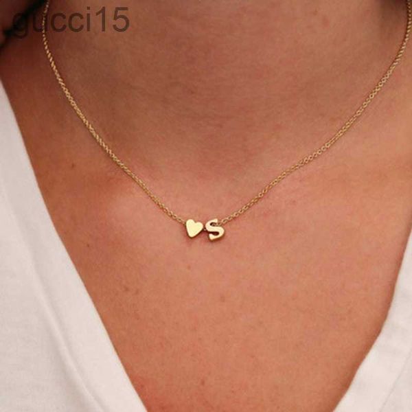 Fashion Diny Heart Dainty Collar inicial Gold Silver Color Nombre Collar Collares para mujeres Regalo de joyería colgante R3ib