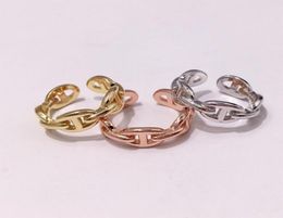 Fashion Titanium Steel Brand Rose Gold Silver Open Narro H Anneaux pour les femmes Men Love Ring Party Wedding Valentine039s Day Gift J1417750