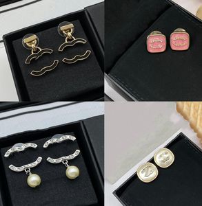 Mode titanium staal kristal oorbellen vrouw luxe designer merk dubbele letter sieraden vrouwen topkwaliteit 18K vergulde bruiloft geschenken luxe sieraden