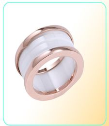 Fashion Titanium Steel Love Ring Silver Rose Gold Lovers White Black Ceramic Couple Gift Color Bridal Sets Classic Spring Ring6269421