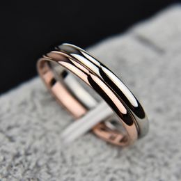 Mode titanium stalen roségouden ring anti-allergie gladde eenvoudige bruiloft paren ringen voor man of vrouw cadeau