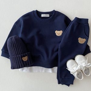 Mode peuter babyjongens meisje herfstkleding sets baby meisje kleding set kinderen sportbeer sweatshirt broek 2 stks pakken outfits