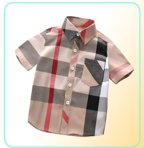 Mode Peuter Kids Jongen Zomer Korte Mouw Geruite Shirt Designer Button Shirt Tops Kleding 28 Y358S2773129