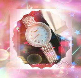 Moda Top Brand Full Diamonds Ring Watch Cuarzo Alto Rendimiento Movimiento importado Reloj Acero inoxidable Número digital romano Relojes de pulsera de negocios a prueba de agua