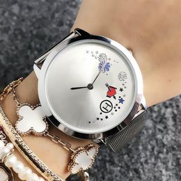 Montre-bracelet de marque haut tendance pour femmes et hommes, style floral, bracelet en acier et métal, à quartz, TOM27256T