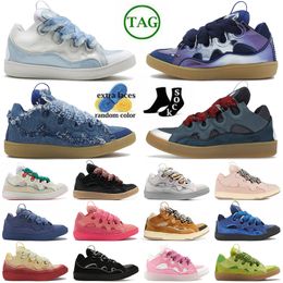 Fashion Top Quality Denim Blue Designer Lavins Curb Chaussures Luxury Platform Plateforme Couber Calfskin Rubber Nappa Trainers Og Original Womens Mens Hightops Suette en daim