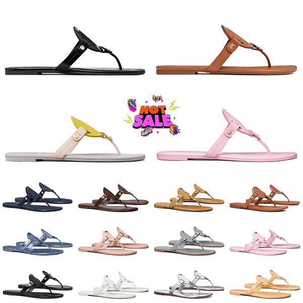 Diseñador de moda Sandalias para mujer Cuero Tory Sandal Luxury Lady Soft Slides OG Original Beach Flip Flops Torys Burchslides Miller Zapatillas Negro Blanco Rosa Mocasines