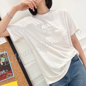 Hauts à la mode T-shirt Femme Fleur Brûlée Lettre Manches Courtes avec Logo Avant Blanc Court SML