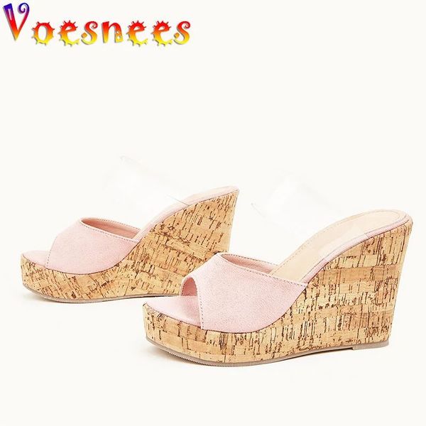 Fashion Transparent Band Slippers Summer NOUVELLES SALLES SALLES SALLES SEXHES SEXHES SEXE GIRLES HEURS HAUTES PLINES PINK PINK OUTDOORS