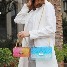 Mode sac à main transparent dame PVC gelée sac de plage couleur bonbon bandoulière pour femmes 2019 mini sac à bandoulière femme luxe pochette G220421