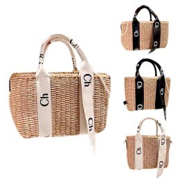 Mode Woody Voyage Raphias Embrayage Paille Sac de plage Fourre-tout de luxe Tissage Designer Shopper Panier Sacs à bandoulière pour femmes Week-end Hommes en déplacement Sac à main à bandoulière Sac à main