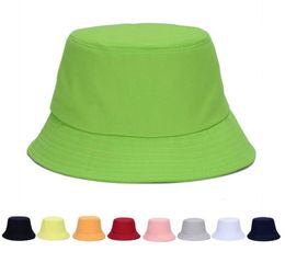 Fashion Travel Summer Fisherman Hoeden Leisure Bucket Hat Solid Color Men Women Flat Top Foldable Cap voor Outdoor Sports Visor Beach5444737