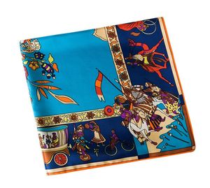 Fashion Tree Floral Print Buff Signer Brand Luxury Women H Shawls Fe -Femme Femme Azul Gran Bufanda de seda de sarga Drop 1307531618