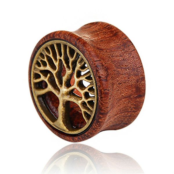 árbol de la vida madera Orejas Medidores Carne Túneles Tapones Expansor Camilla Oreja Piercing Joyería para hombres mujeres voluntad y arena