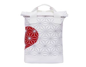 Tendencia de moda Bolsa para exteriores con tapa enrollable 3D Mochila blanca Ash Pearl con correas acolchadas ajustables en forma de corazón rojo compartimento principal con cremallera2120741