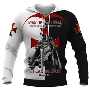 Fashion Trend Brand Men's Knight Templar Digital Print Casual groot formaat S-6XL Hoodie