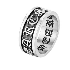 Tendance de la mode marque rétro croix bande anneaux hommes en acier inoxydable hip hop rock mâle bijoux titane anneaux accessoires taille 789101112
