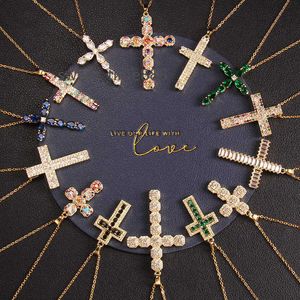 Mode tendance diamant chaîne femmes hommes bijoux or CZ pendentif clignotant croix en acier inoxydable collier livraison gratuite