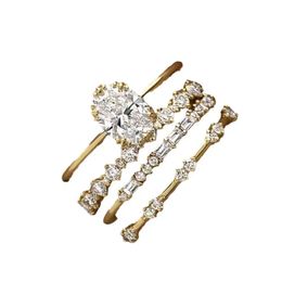 Fashion Trend Engagement Anniversary Luxury Jewelry Set 4 pièces Diamond Set Flower Set Set sans boîte