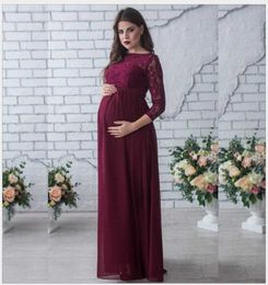 Tendance de la mode explosions combat de dentelle à manches longues selon les femmes enceintes sexy robe de queue lâche jupe longue hipster enceinte d Q0713