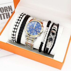 Fashion Trend Quartz Heren Bracelet Bekijk 6-delige cadeaubox set