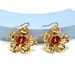 Mode tendance boucles d'oreilles pendantes pour femmes couleur or métal fleur perles boucles d'oreilles femme Brincos bijoux