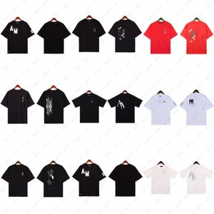 Moda Marca de moda Camisetas Verano Hombres camiseta American Retro Niche amirir camisa High Street Impresión suelta Casual Co-ed Manga corta para hombre diseñador camiseta