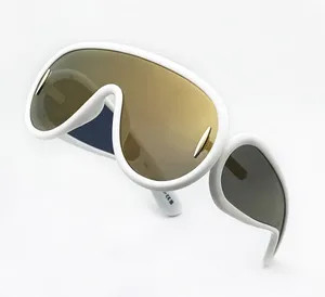 Moda diseñador de moda 40108 para hombre mujer gafas de sol tipo máscara de acetato de gran tamaño gafas con forma de piloto al aire libre estilo vanguardista protección UV vienen con estuche