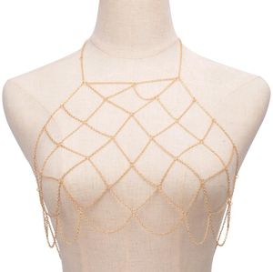 Mode Trendy Sexy Strand Sieraden Body Chain Handgemaakte Geometrische Mesh Borstborst Kettingen Ketting Gratis Verzending