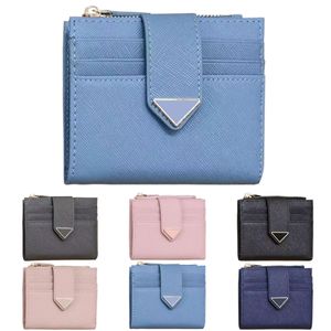 Luxe Key Wallets ID Card Saffiano Triangle Designer Wallet Passport Holders Card Case Women Mens Coin Portemonches Lady Card Holders Keychain Pocket Organizer Key Pouch