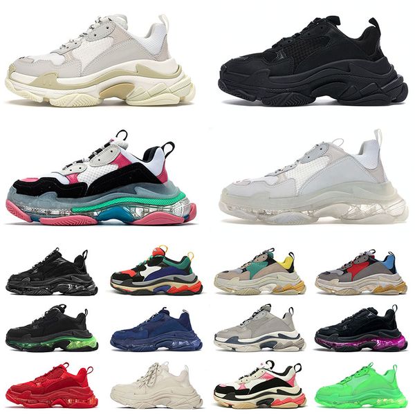 Mode Triple S Casual Chaussures Luxurys Designers Clear Sole Paris 17FW Triple-S Femmes Hommes Tout Noir Blanc Vintage Rose Rouge Vieux Papa Plateforme Baskets Lady Baskets Plates