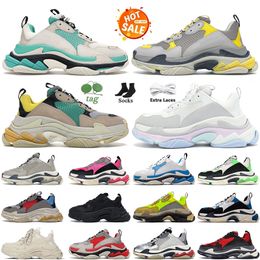 Moda Triple S zapatos viejos Zapatos casuales Chunky Hombres Zapatilla de deporte Corredor Azul Hielo Gris Entrenador Crema de lima Ejército Verde Pastel Fluo Verde Papá Zapato Diseñador de moda Tamaño 36-45