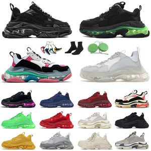 Moda Triple S Zapatos Hombres Mujeres Plataforma Zapatillas Suela transparente 17FW Negro Todo blanco Parte inferior de cristal Null Luxurys Diseñadores Vintage Deportes Entrenadores al aire libre