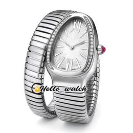 Moda Tubogas 101816 Relojes para mujer 102493 SP35C6SDS 1T Reloj para mujer Cuarzo suizo Esfera blanca Bisel de diamantes SS Bobinado de acero Brac214G