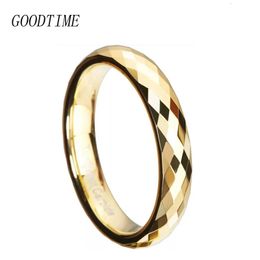 Fashion Tungsten CARBUDE Anneaux pour hommes Femmes Golden Bands Jewelry AccessOeries Engagement Anneau 3mm4mm 240322