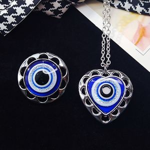 Mode turc bleu Evy Eyes coeur pendant pendant en métal chaînes Colliers de tour de cou pour femmes bijoux