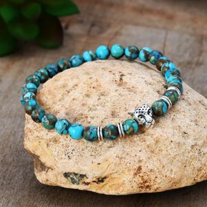 Mode turquoise perles bracelet bracelet en pierre naturelle élastique perle pour femmes hommes bijoux cadeau 240423