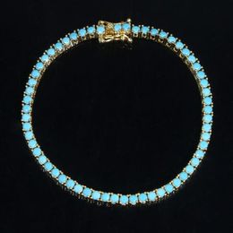 Mode Turquoises bracelets pour femme fille Simple classique 3mm pierre bleue Tennis bracelet à breloques Bracelet à la mode bijoux 269e