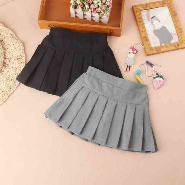 Mode Tutu Jupe Filles Noir / Blanc / Gris Couleur Tulle Minijupes Coton Printemps Adolescente School Girl Jupe Robes de Bal pour Enfants 210331
