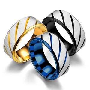 Mode Twill Rings Men Women Dames Bevel Stripe Finger Ring Designer roestvrijstalen sieraden geschenken voor unisex