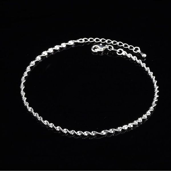 Chaîne de tissage torsadée de mode pour femmes cheville 925 bracelets de cheville en argent sterling bracelet pour femmes bijoux de pied cheville sur pied 210507