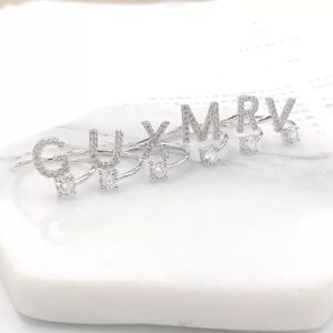 Mode U-Z lettres bague en argent pour les femmes strass doigt ouvert nom personnalisé anneaux femme bague de fiançailles bijoux Anel cadeau de fête