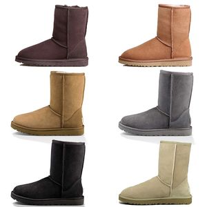 Moda Ugges Zapatos de diseñador Botas de nieve mullidas Mini Mujeres Pisos de invierno Plataforma Bota Zapatilla de piel Tobillo Lana Piel de oveja Cuero real Botines con lazo clásico