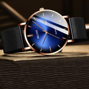 Mode Ultra-Thin Dial Herenhorloges Luxe Quartz Horloge Waterdicht Roestvrij staal Lederen Horloge Mannelijke Relogio Masculino Horloges